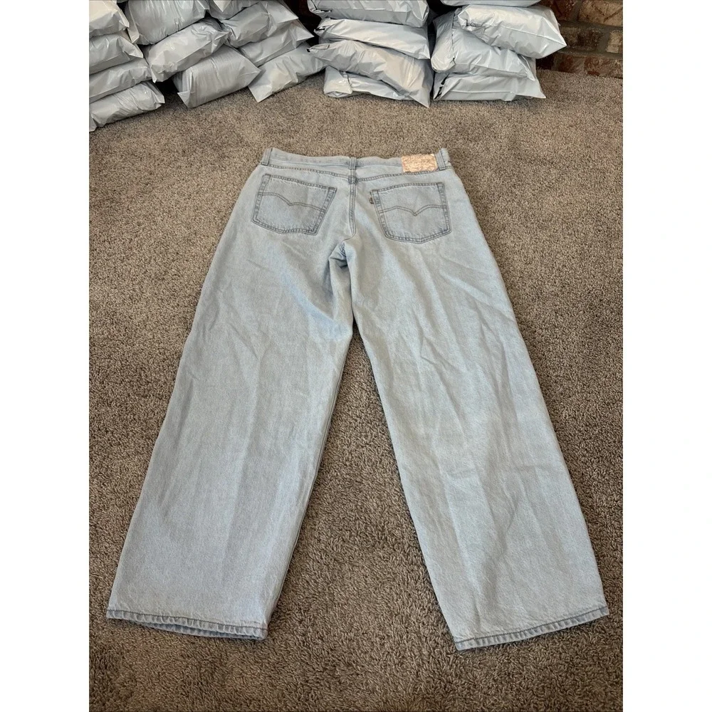 LEVIS PREMIUM High Rise BAGGY DAD WIDE LEG Pleated Jeans 31 (36x30) Flower Patch